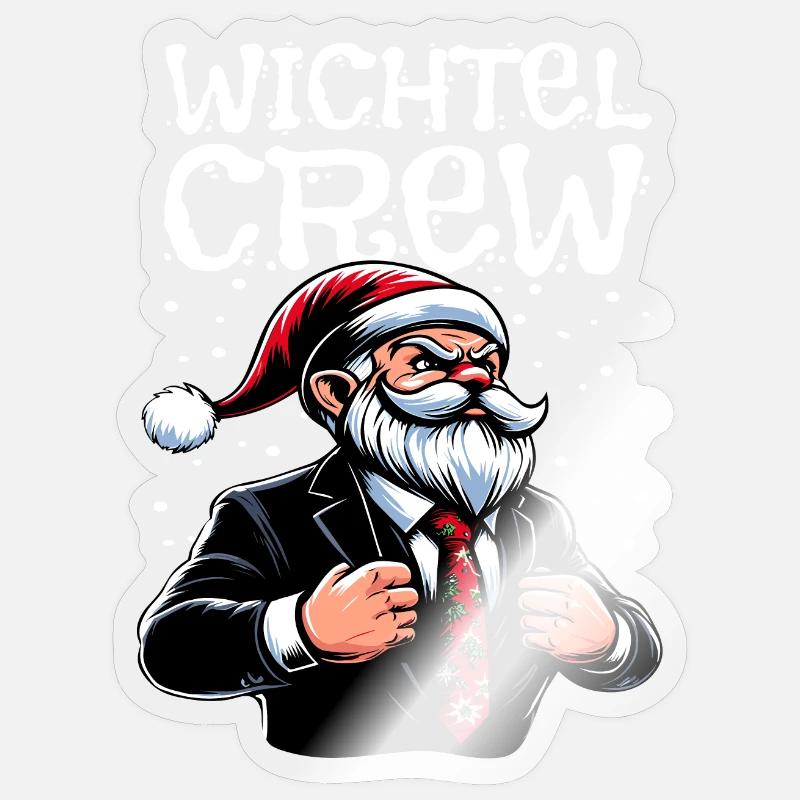 Wichtel Crew Weihnachts Gnome - Sticker Größe S (10 x 10 cm) - Transparent glänzend