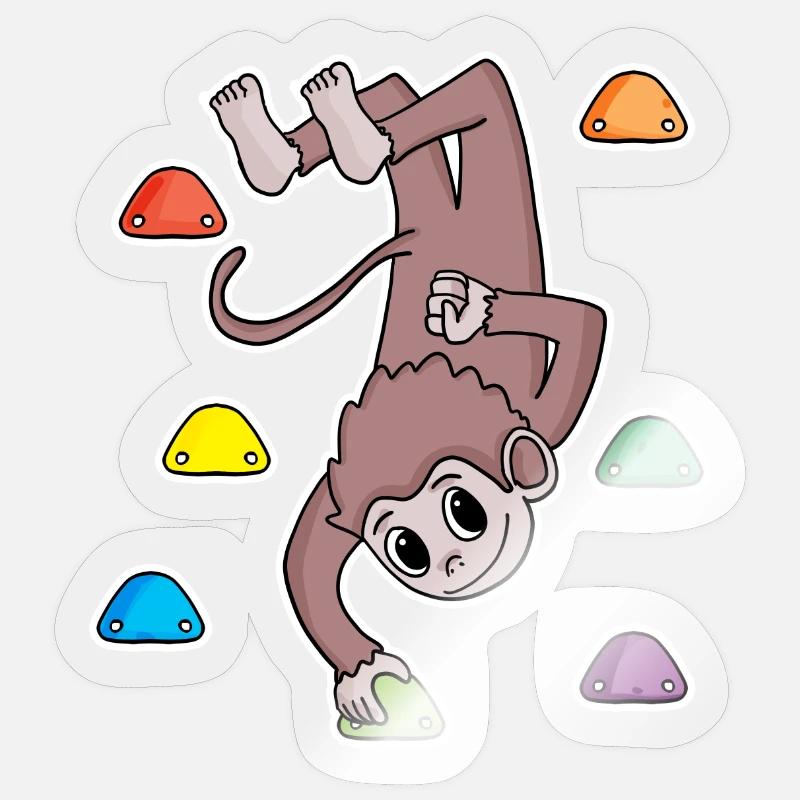 Singe Escalade Escalade - Sticker taille S (10 x 10 cm) - brillant transparent