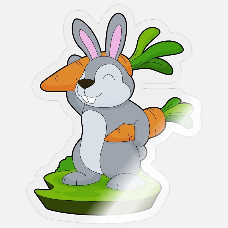 Carottes lapin - Sticker taille S (10 x 10 cm) - brillant transparent
