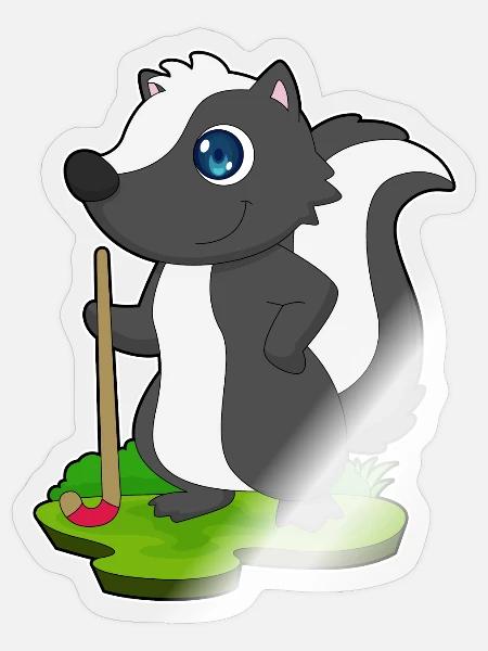 Stinktier Feldhockey Feldhockeyschläger - Sticker Größe S (10 x 10 cm) - Transparent glänzend