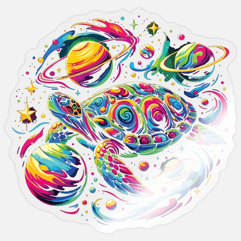 Galactic Turtle: Star Journey - Sticker size S (10 x 10 cm) - transparent glossy