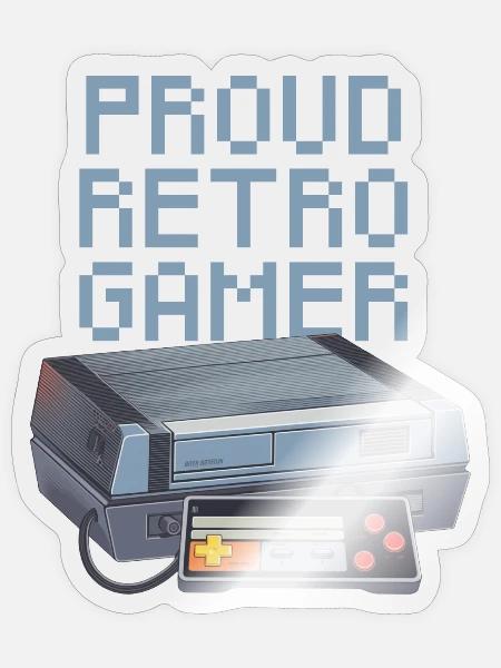 Stolzer Retro Gamer - leicht - Sticker Größe S (10 x 10 cm) - Transparent glänzend