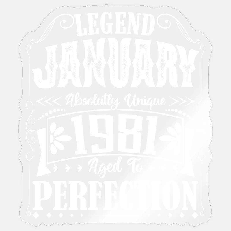 Januar 1981. Januar 1981 Geburtstagsgeschenk. Sticker Größe S (10 x 10 cm)