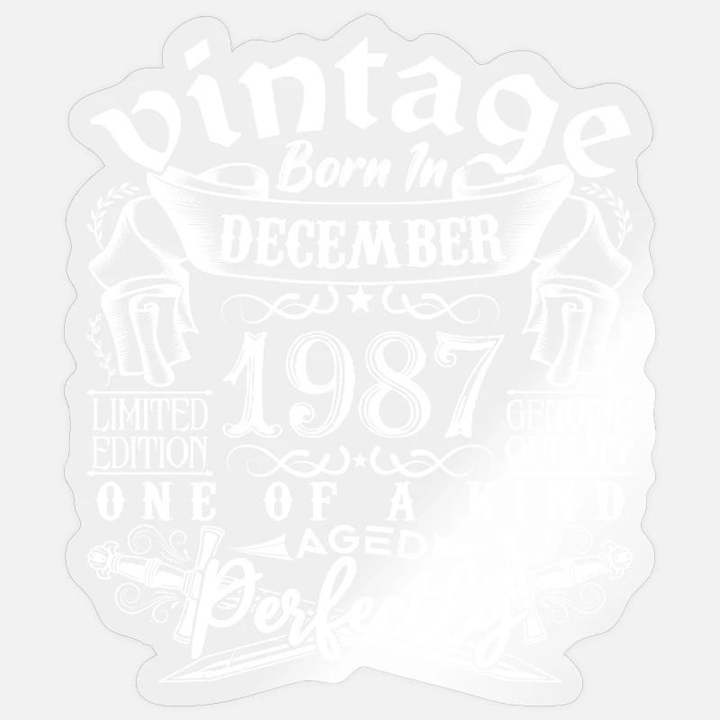 1987 Dezember 1987 Geburtstag Dezember 1987 - Sticker Größe S (10 x 10 cm) - Transparent glänzend