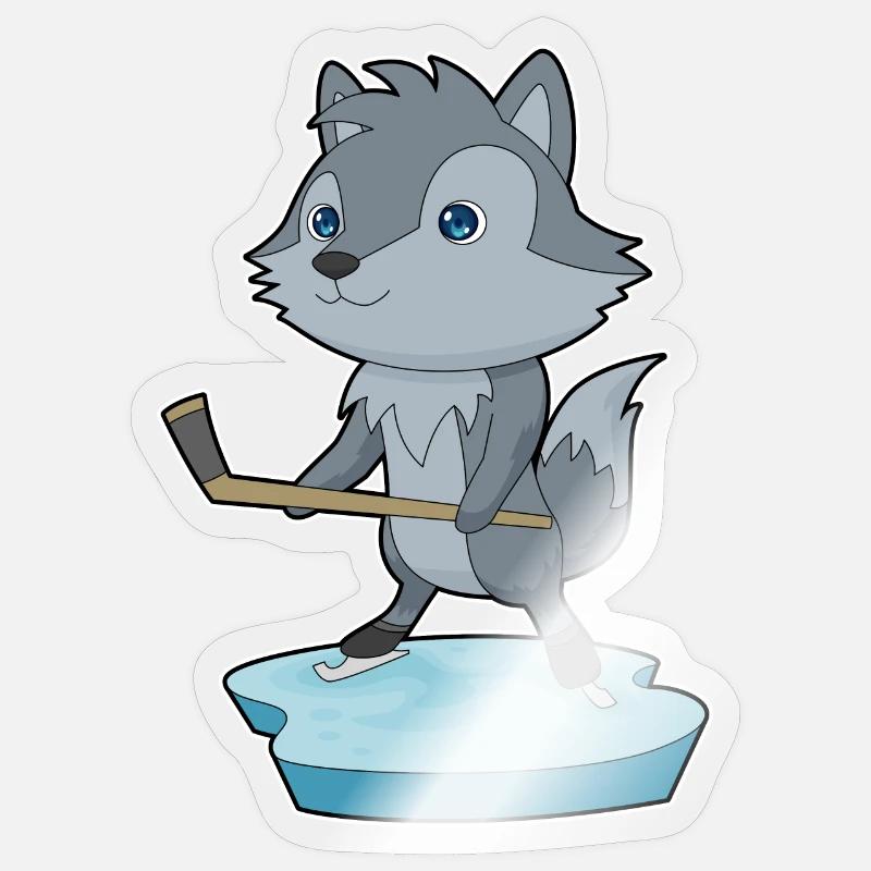 Wolf Eishockey Eishockeyschläger - Sticker Größe S (10 x 10 cm) - Transparent glänzend