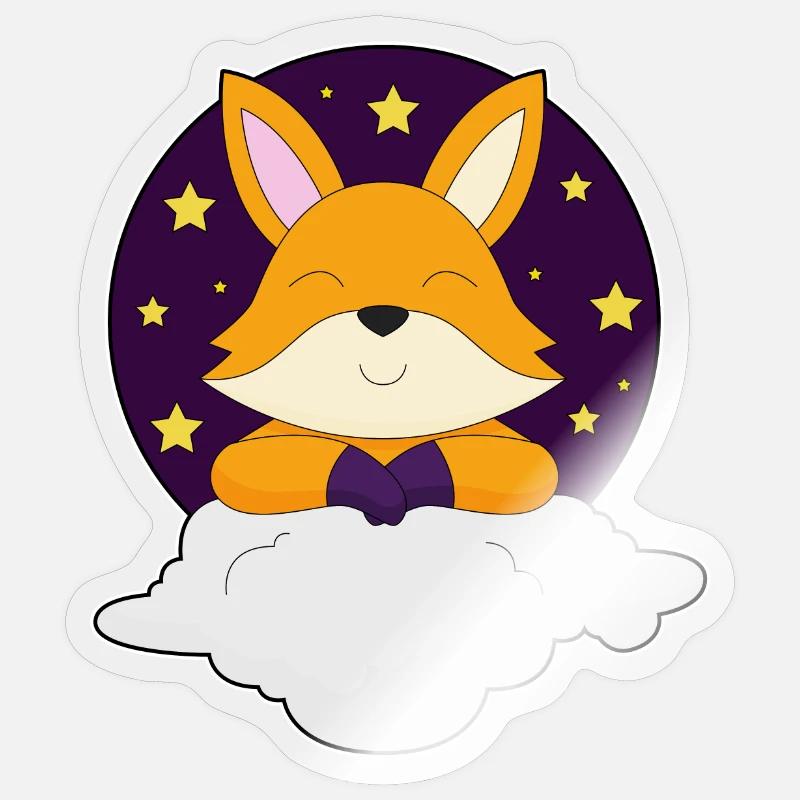 Fox Clouds - Sticker size S (10 x 10 cm) - transparent glossy