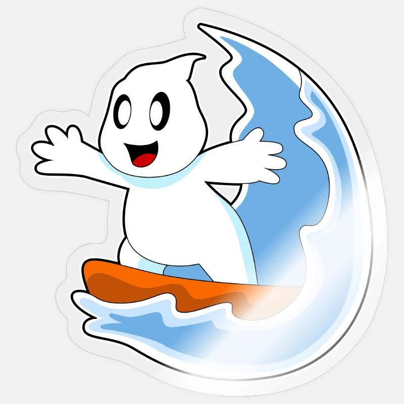 Geist Halloween Surfer - Sticker Größe S (10 x 10 cm) - Transparent glänzend