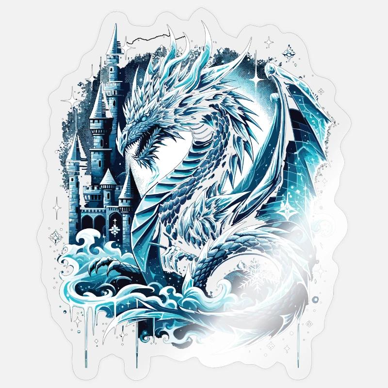 Frostiger Schattendrache Eisdrache Sticker Größe S (10 x 10 cm)