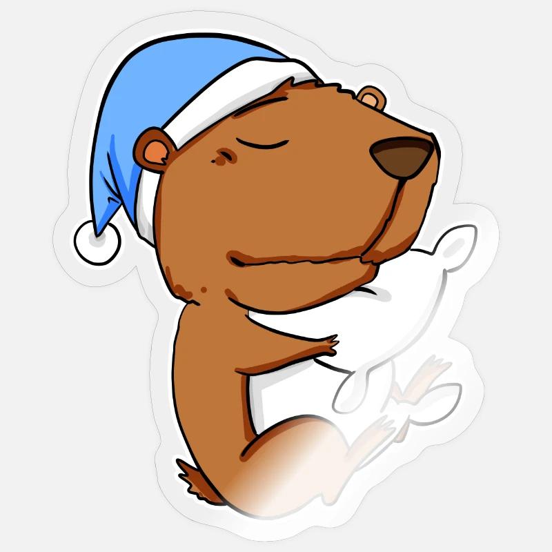 Capybara Capybara Tired Pillow Relax - Sticker size S (10 x 10 cm) - transparent glossy