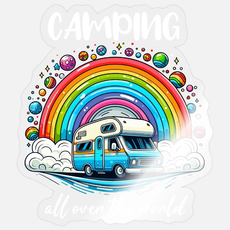 Camping dans le monde entier Tour du monde Limitless - Sticker taille S (10 x 10 cm) - brillant transparent