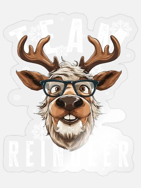 Weihnachtsmotiv Rentier Xmas Team Rentier - Sticker Größe S (10 x 10 cm) - Transparent glänzend