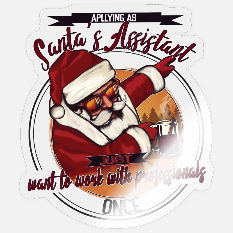 Santa's Assistant – Funny Christmas Design - Sticker size S (10 x 10 cm) - transparent glossy