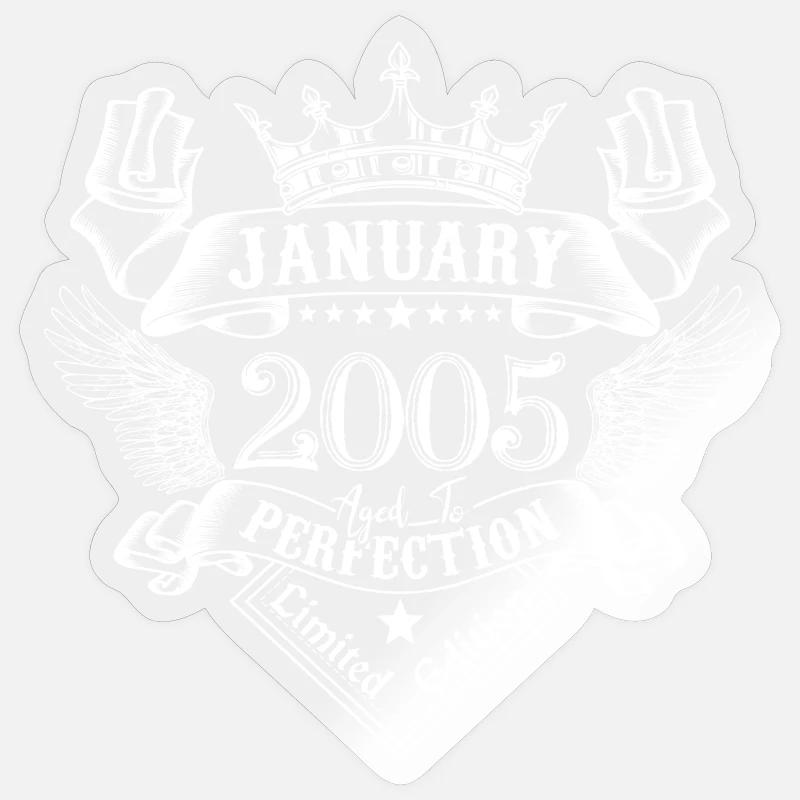 Janvier 2005 | Janvier 2005 anniversaire 2005 - Sticker taille S (10 x 10 cm) - brillant transparent