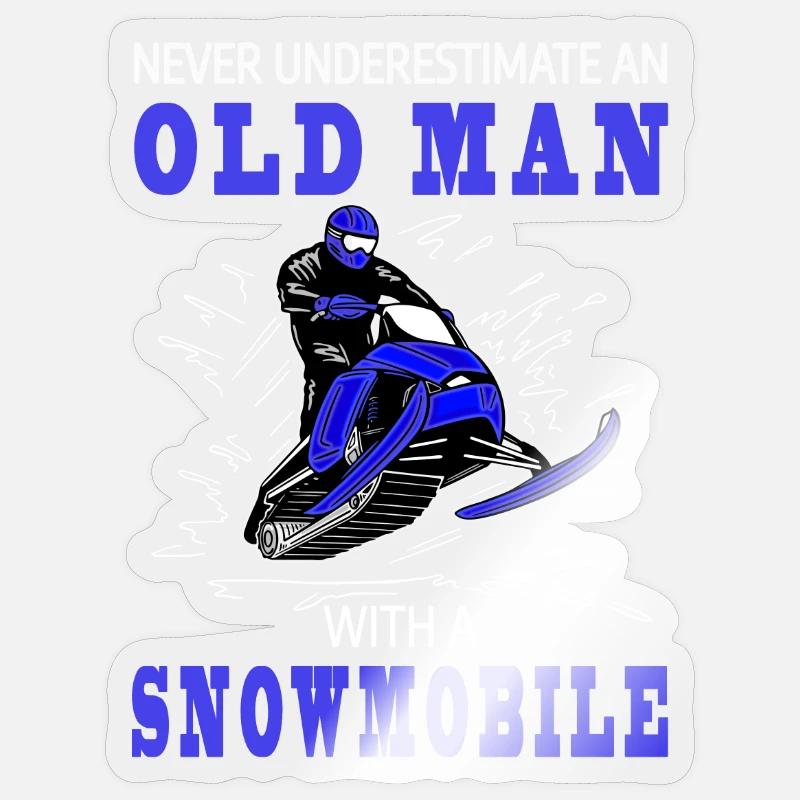 Snowmobile - Never Underestimate an Old Man Sticker size S (10 x 10 cm)