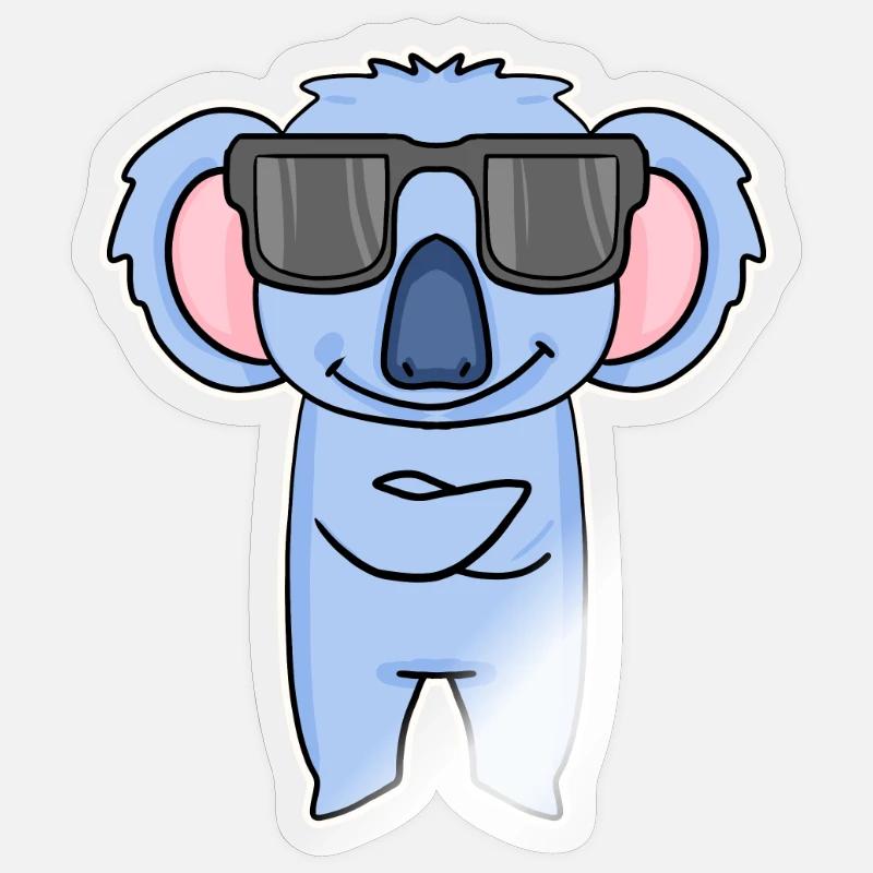 Koala avec des lunettes - Sticker taille S (10 x 10 cm) - brillant transparent