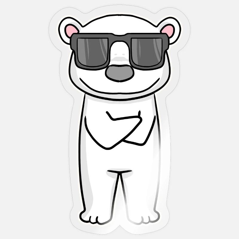 Eisbär mit Brille - Sticker Größe S (10 x 10 cm) - Transparent glänzend