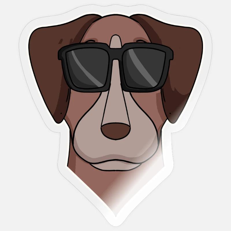 Pointer Hund mit Brille - cooler Hund - Sticker Größe S (10 x 10 cm) - Transparent glänzend