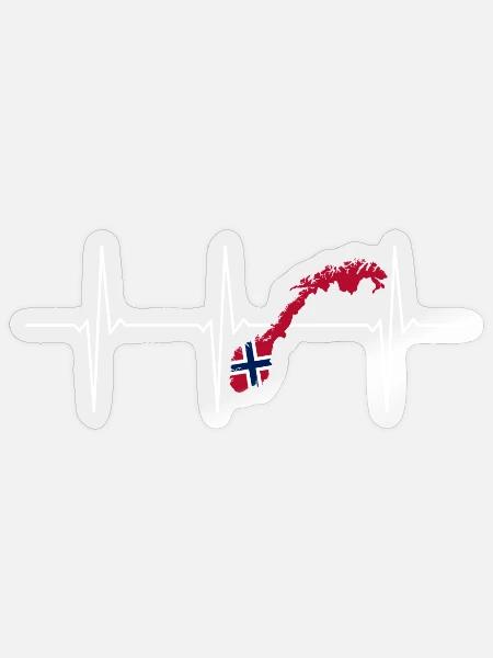 Norwegen EKG Herzschlag - Sticker Größe S (10 x 10 cm) - Transparent glänzend