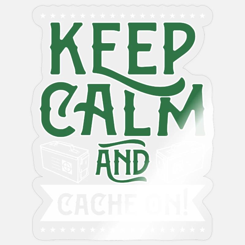 Keep calm and cache on! Sticker size S (10 x 10 cm)