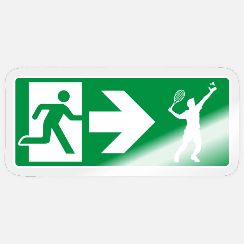 Emergency Exit Badminton - Sticker size S (10 x 10 cm) - transparent glossy