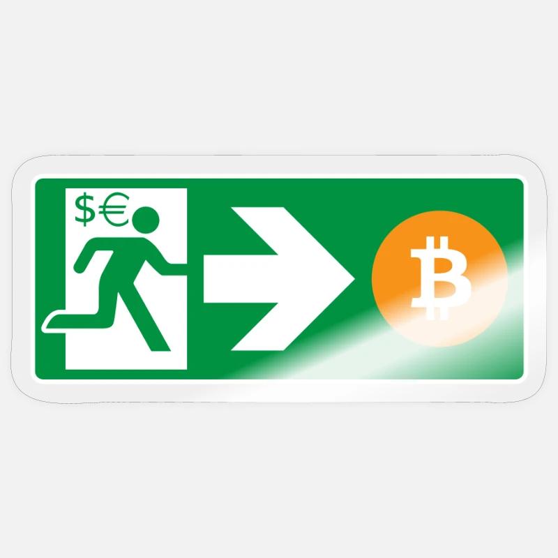 Emergency Exit Bitcoin Bitcoiner - Sticker size S (10 x 10 cm) - transparent glossy
