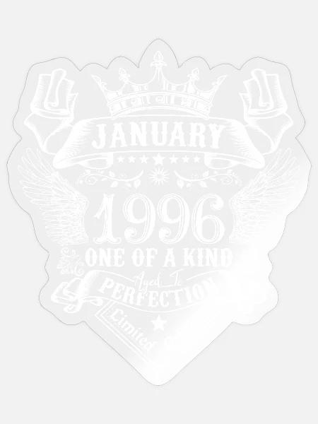 1996 Januar 1996 Jubiläum Januar 1996 - Sticker Größe S (10 x 10 cm) - Transparent glänzend