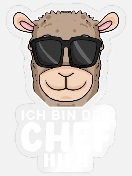 Chef Spruch mit Alpaka Motiv - Sticker Größe S (10 x 10 cm) - Transparent glänzend