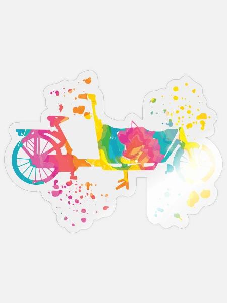 Schwerlastrad Lastenfahrrad Cargobike Lastenrad - Sticker Größe S (10 x 10 cm) - Transparent glänzend