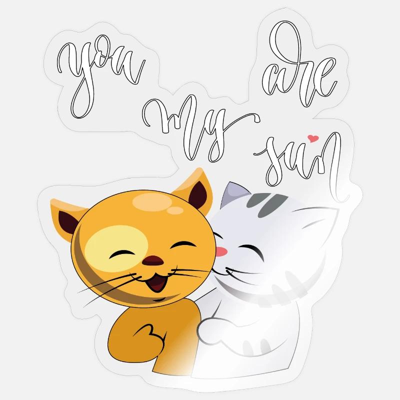 Chats, vous êtes mon Soleil - Sticker taille S (10 x 10 cm) - brillant transparent