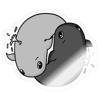 Yin Yang Wale - Sticker Größe S (10 x 10 cm) - Transparent glänzend - Vorne