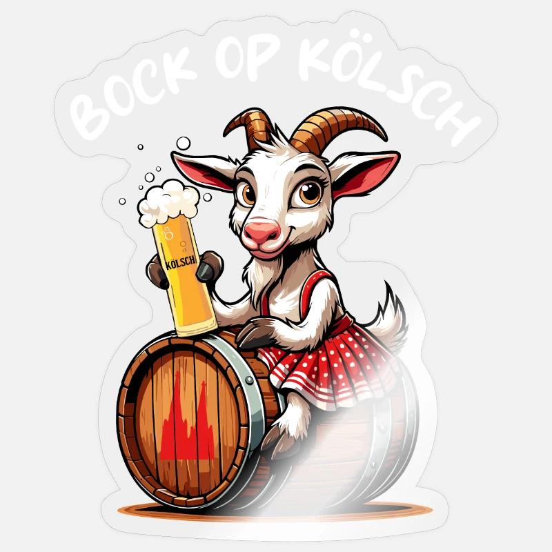 Ziege hat Bock op Kölsch Köln Köbes Karneval Alaaf Sticker Größe S (10 x 10 cm)