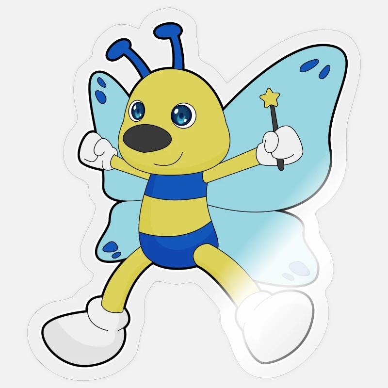 Baguette de sorcier papillon - Sticker taille S (10 x 10 cm) - brillant transparent