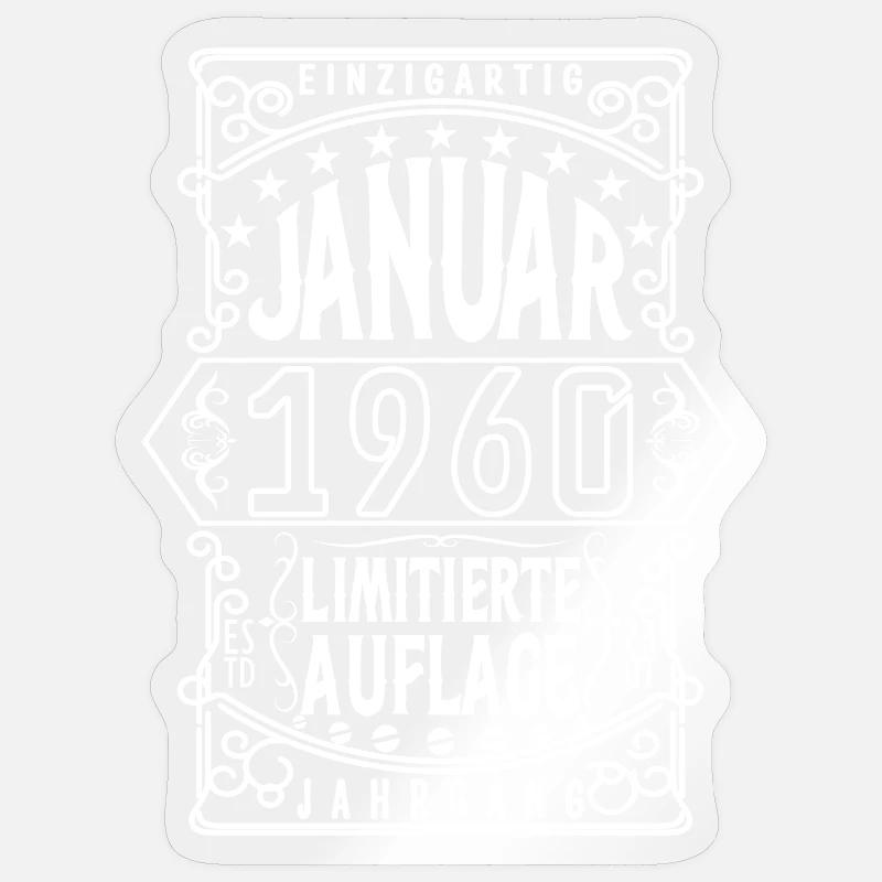 Geburtstag Januar 1960, Geschenk Januar 1960. - Sticker Größe S (10 x 10 cm) - Transparent glänzend