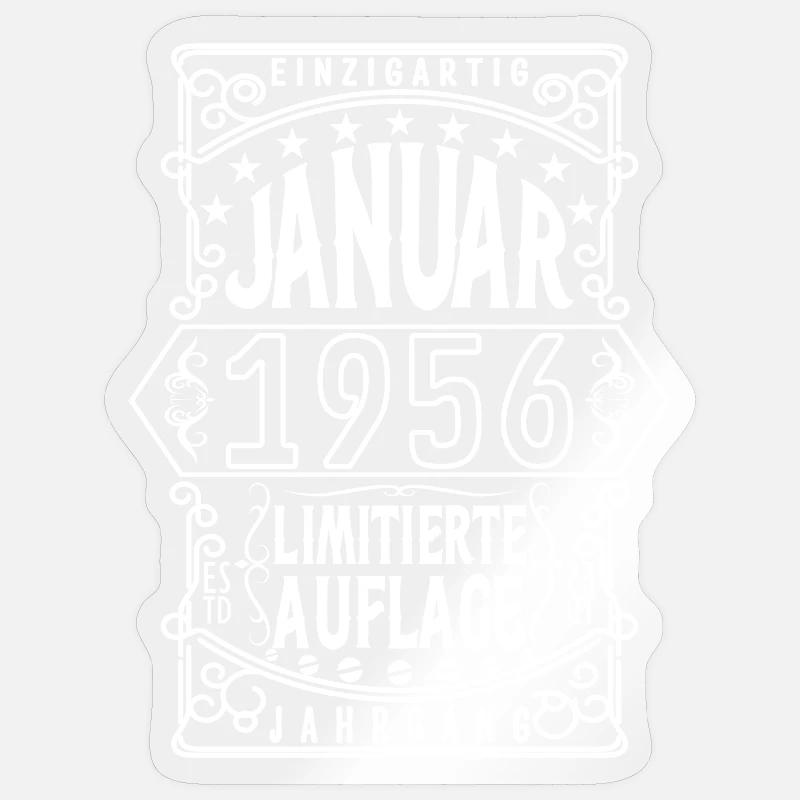 Geburtstag Januar 1956, Geschenk Januar 1956. - Sticker Größe S (10 x 10 cm) - Transparent glänzend