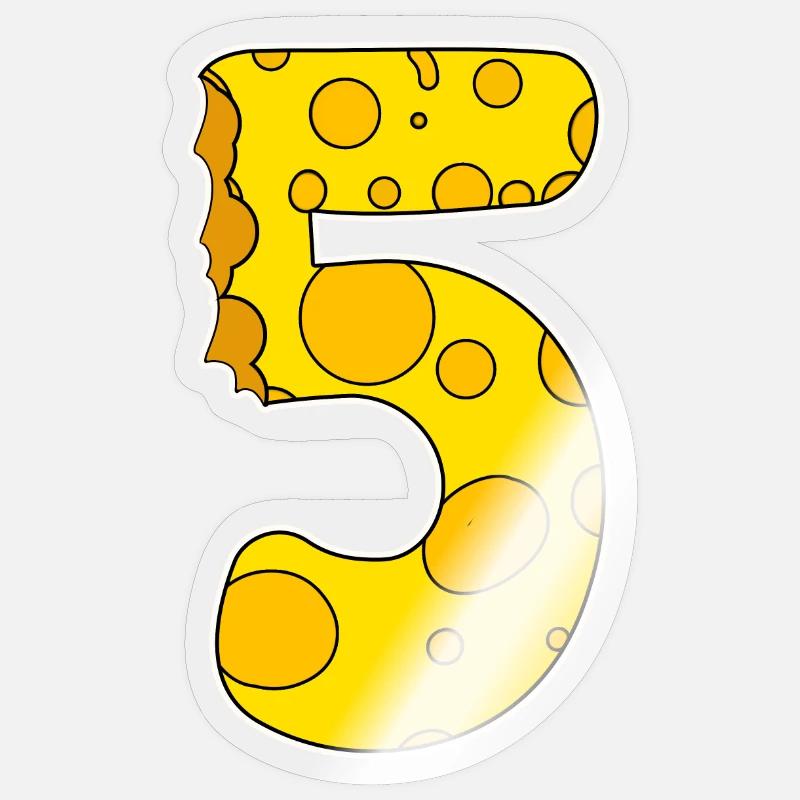 Number 5 - Five - Sticker size S (10 x 10 cm) - transparent glossy