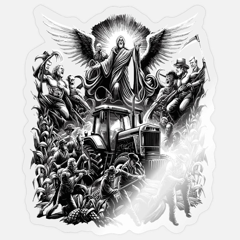 Himmlische Bauernprotest Traktor Demo - Sticker Größe S (10 x 10 cm) - Transparent glänzend