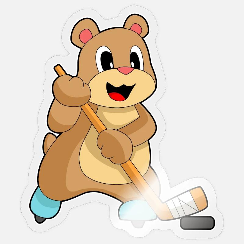 Bär Eishockey Eishockeyschläger - Sticker Größe S (10 x 10 cm) - Transparent glänzend
