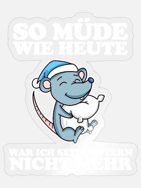 Ausschlafen Müde Spruch lustig Schlafen - Maus - Sticker Größe S (10 x 10 cm) - Transparent glänzend