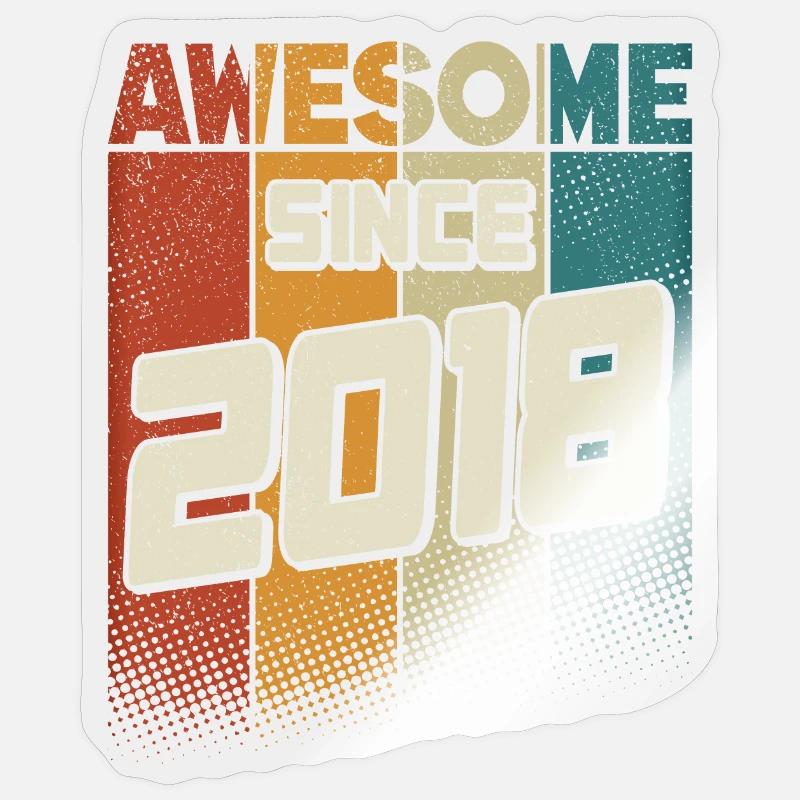 Awesome since 2018 Mädchen Junge 6. Geburtstag Sticker Größe S (10 x 10 cm)