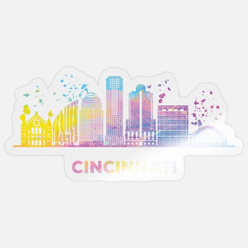 Ligne d’horizon de Cincinnati - Sticker taille S (10 x 10 cm) - brillant transparent