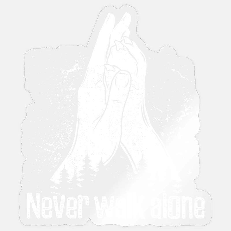 Never Walk Alone - Hand + Hundepfote - High Five - Sticker Größe S (10 x 10 cm) - Transparent glänzend