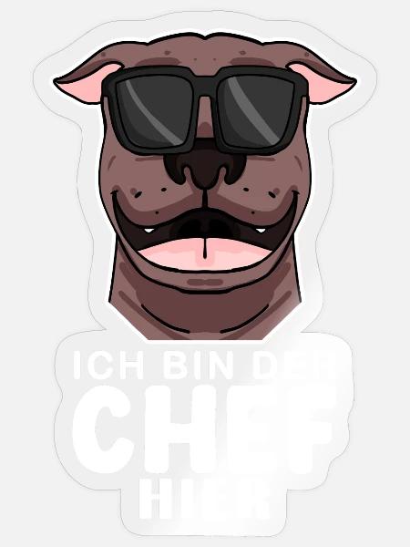 Chef Spruch Anführer Hund - Sticker Größe S (10 x 10 cm) - Transparent glänzend