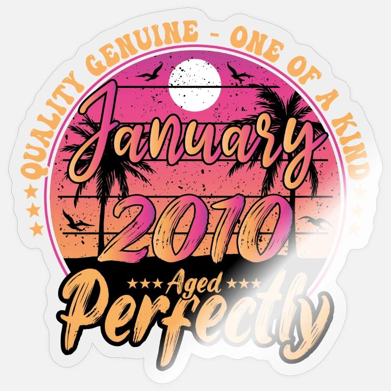 Janvier 2010 anniversaire 2010 Janvier 2010 Sticker taille S (10 x 10 cm)
