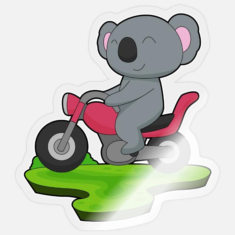 Koala Motorrad - Sticker Größe S (10 x 10 cm) - Transparent glänzend