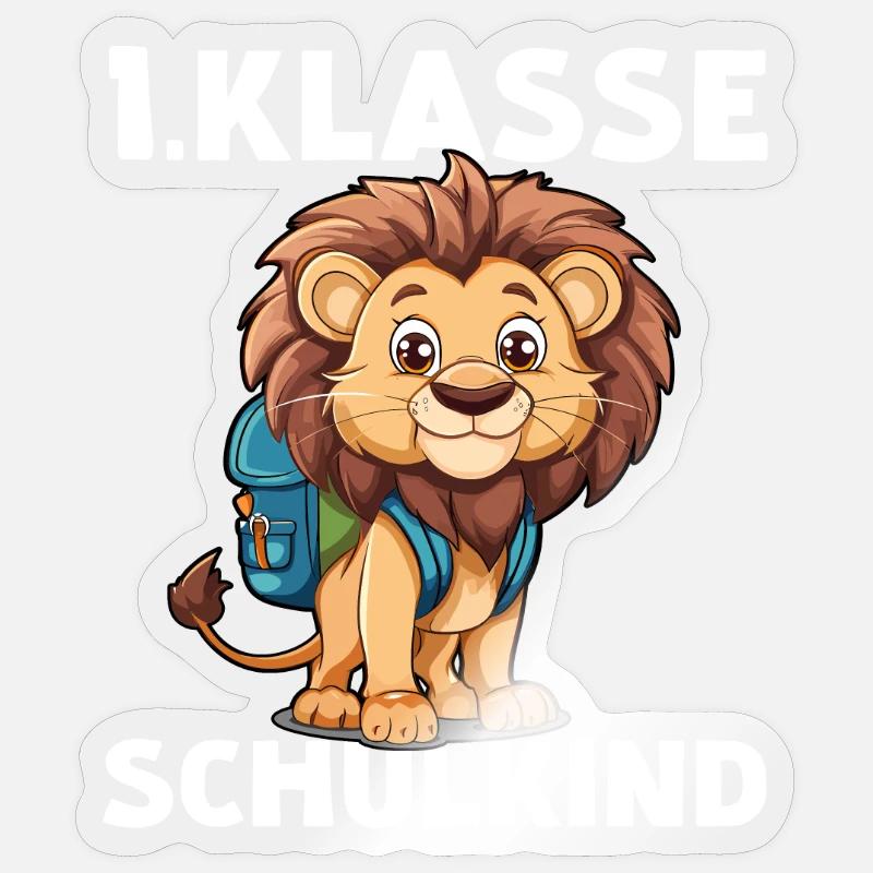 1 Klasse Löwe Schulkind Erstklässler Einschulung - Sticker Größe S (10 x 10 cm) - Transparent glänzend