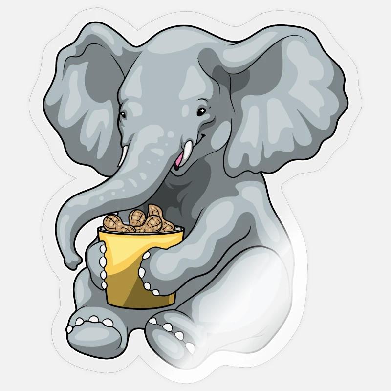 Cacahuètes éléphant - Sticker taille S (10 x 10 cm) - brillant transparent