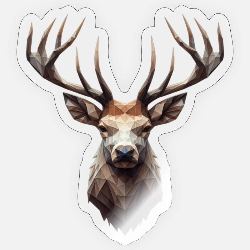 Polygone de cerf - Sticker taille S (10 x 10 cm) - brillant transparent