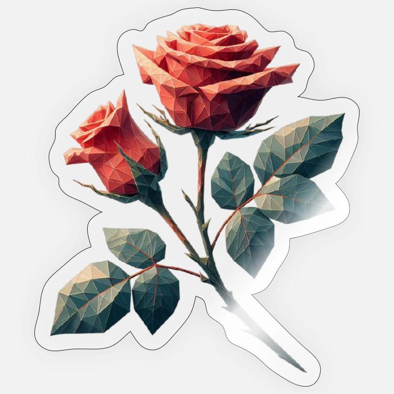 Rose Polygon Sticker Größe S (10 x 10 cm)