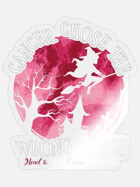 Hexe Burgunder Weiß Kopf-Hals-Krebs - Sticker Größe S (10 x 10 cm) - Transparent glänzend