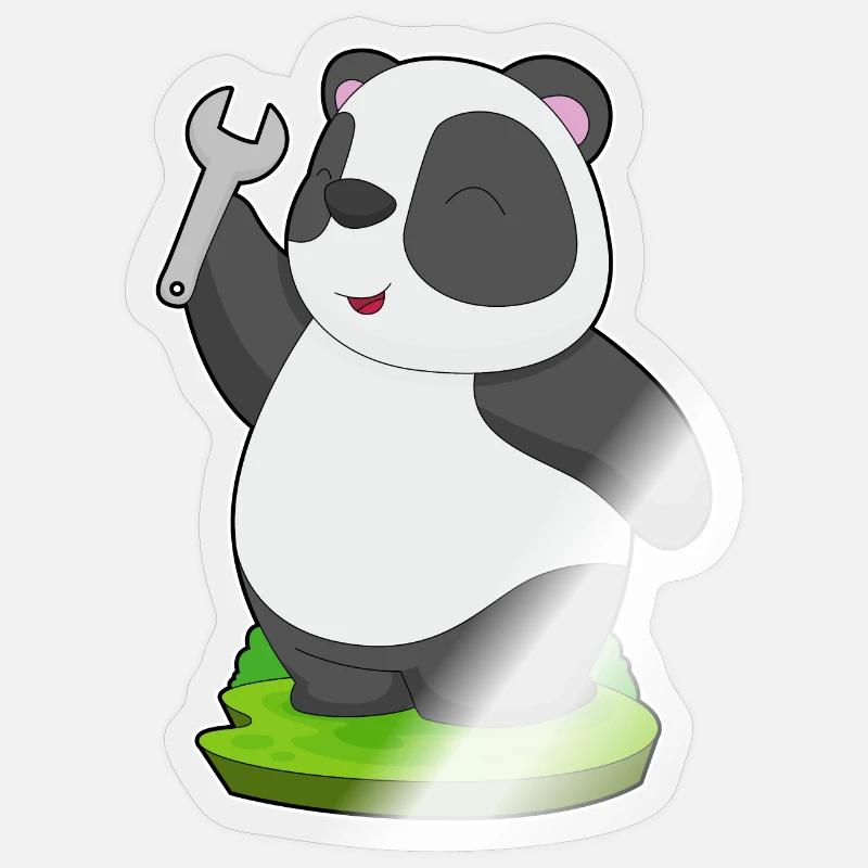 Clé artisanale Panda - Sticker taille S (10 x 10 cm) - brillant transparent
